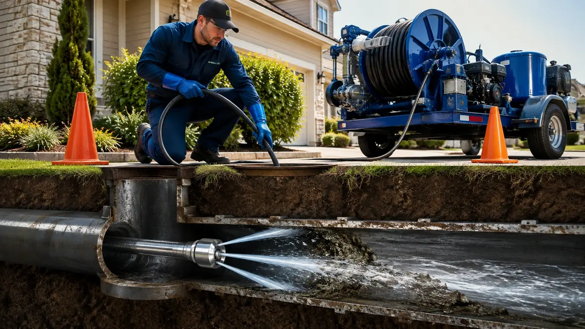 Main Sewer Line Hydro Jet Cleaning in Palomar Mountain